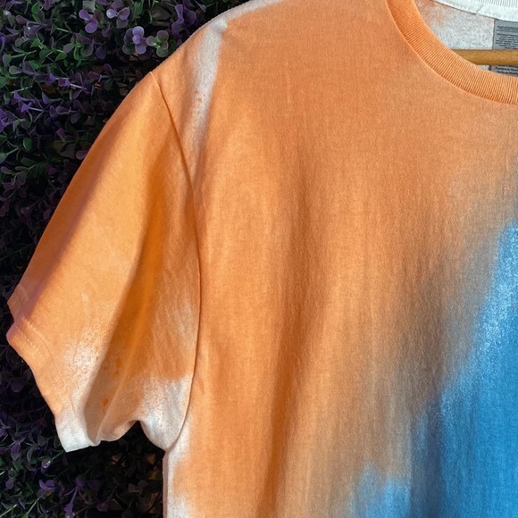 Distinctive Tie Dye Unisex Blue Pink Cotton Short Sleeve Handmade T-Shirt Size L - Picture 3 of 5